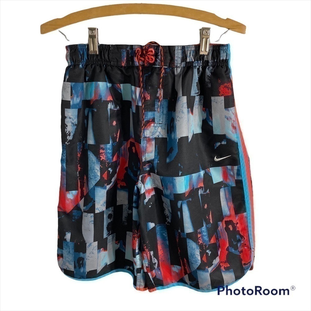 Nike Swim Shorts Men’s Small Black Blue Red Trunks Board Shorts